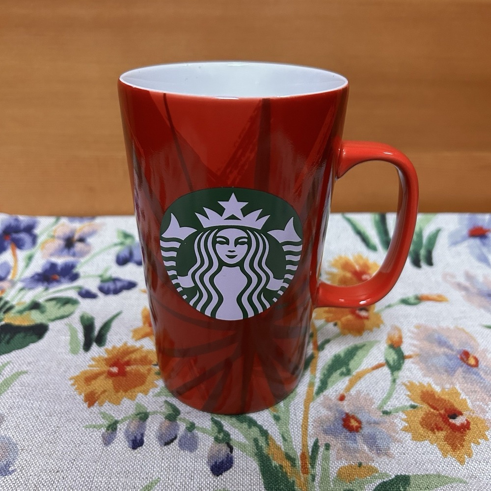 Starbucks 2014 Christmas Red Ceramic Coffee Mug Grande 16oz Mermaid Logo Siren